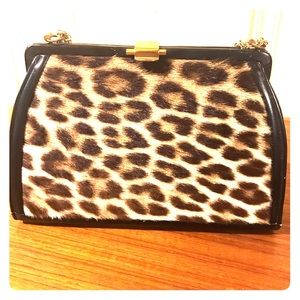 Vintage Black Leather Animal Print Bag